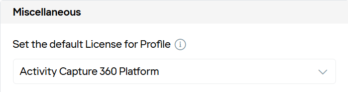 Set the default license for a profile menu